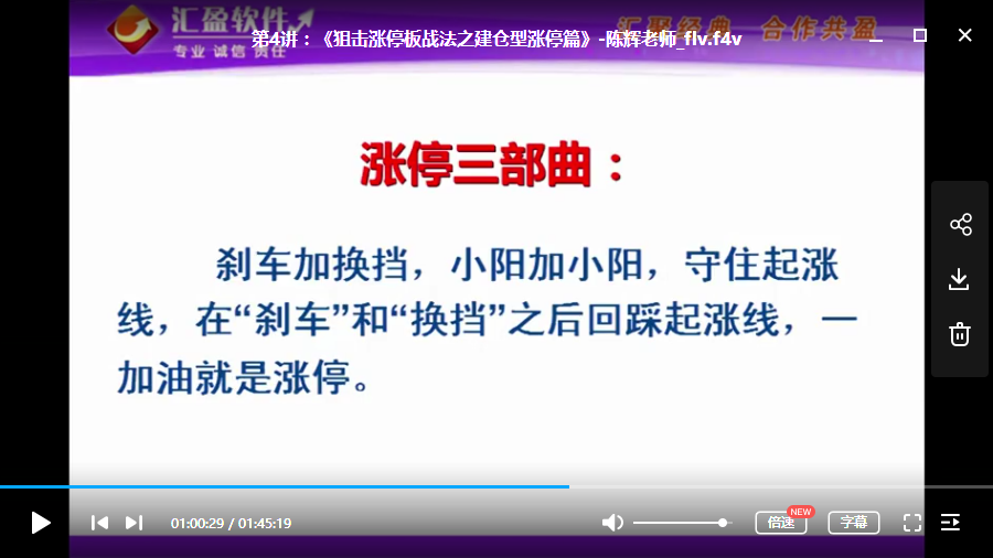 【陈辉】狙击涨停板战法视频课程